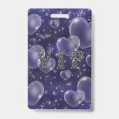 Badge Blue Bubble Hearts Anniversaire de fête VIP Pass B (Arrière)