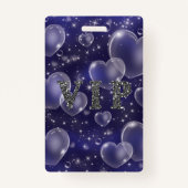 Badge Blue Bubble Hearts Anniversaire de fête VIP Pass B (Dos)
