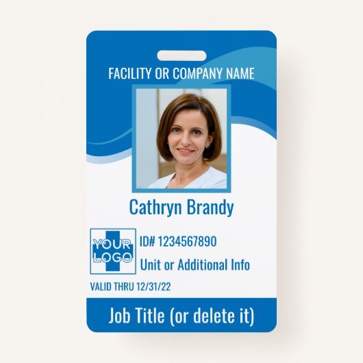 Badge Blue custom Hospital Employé Security, logo (Devant)