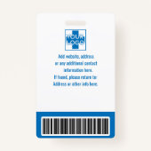 Badge Blue custom Hospital Employé Security, logo (Dos)