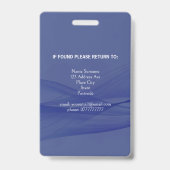 Badge BLUE Custom Vertical Professionnel Code photo (Arrière)