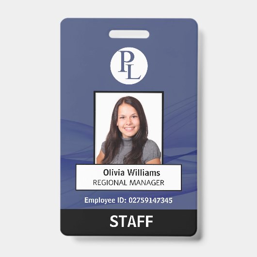 Badge BLUE Custom Vertical Professionnel Code photo (Avant)