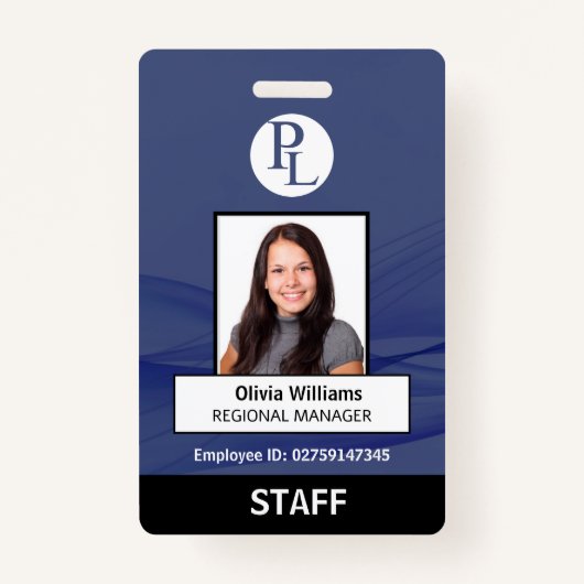 Badge BLUE Custom Vertical Professionnel Code photo (Devant)