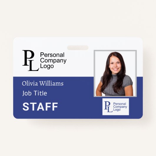 Badge BLUE Customisé Personnel de l'entreprise Photo ID  (Devant)