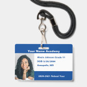 Badge Blue Do It Yself Custom Homeschool Photo (Avant avec lanière)