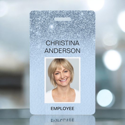 Badge Blue Girl Parties scintillant Nom de l'employé Pho