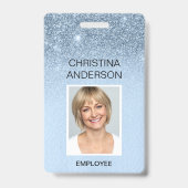 Badge Blue Girl Parties scintillant Nom de l'employé Pho (Avant)