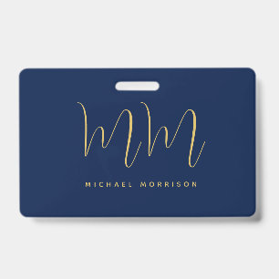 Badge Blue Gold Colours Professionnel Lettres initiales