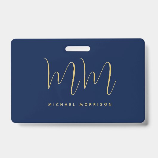 Badge Blue Gold Colours Professionnel Lettres initiales (Avant)