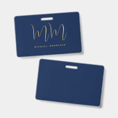 Badge Blue Gold Colours Professionnel Lettres initiales (Avant & arrière)