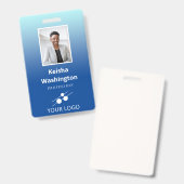 Badge Blue Gradient Ajouter votre logo ID employé (Front & Back)