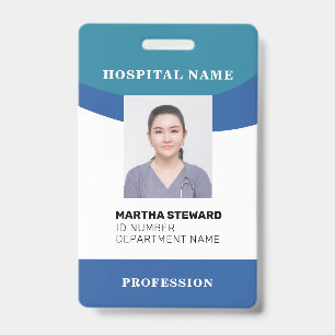 Badge Blue Hospital Nurse Médicale Employé Photo Company