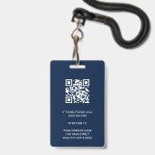 Badge Blue Modern Company Employé Photo Security QR ID (Back with Lanyard)