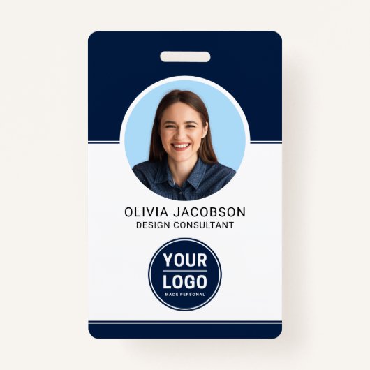 Badge Blue Modern Company Employé Photo Security QR ID (Devant)