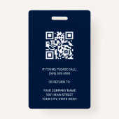 Badge Blue Modern Company Employé Photo Security QR ID (Dos)