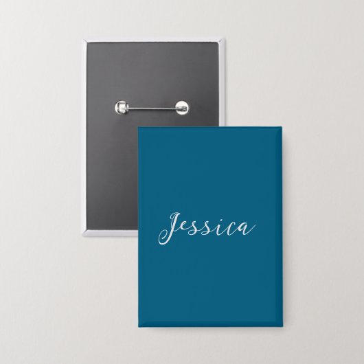 Badge Blue Modern Elegant Plain Simple Professional Name (Recto/Verso)