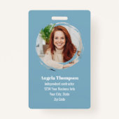 Badge Blue Modern Photo QR Code Employee (Devant)