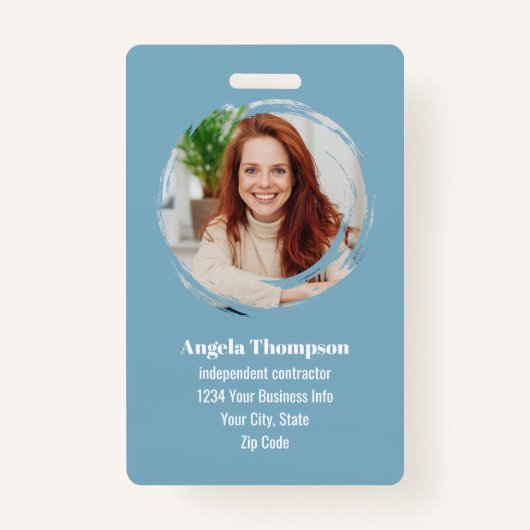 Badge Blue Modern Photo QR Code Employee (Devant)