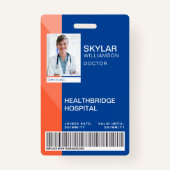 Badge Blue & Orange Modern Design Médicale Photo ID/Logo (Devant)