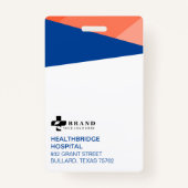 Badge Blue & Orange Modern Design Médicale Photo ID/Logo (Dos)