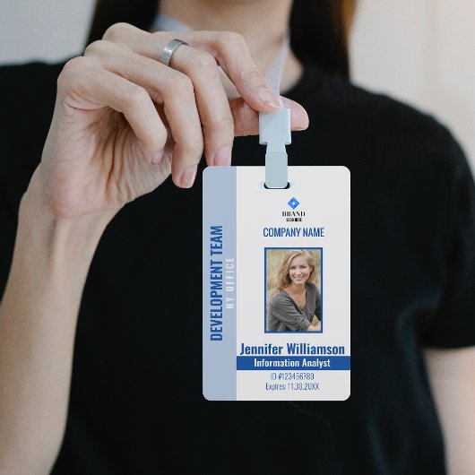 Badge Blue Photo Company Security QR Code Code employé