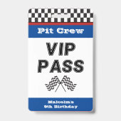 Badge Blue Racing Party Pit Crew VIP Pass Pit Stop (Arrière)
