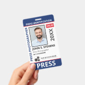 Badge Blue Red Photo & Logo Press ID QR Code (Manuel / portable)