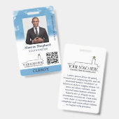 Badge Blue Sky White Clouds Logo QR Code Church ID (Recto et verso)