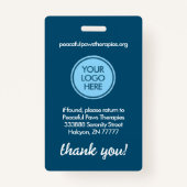 Badge Blue Therapy Animal Photo ID personnalisée (Dos)