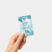 Badge Blue Tropical feuille parties scintillant script S (Manuel / portable)