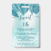Badge Blue Tropical feuille parties scintillant script S (Arrière)