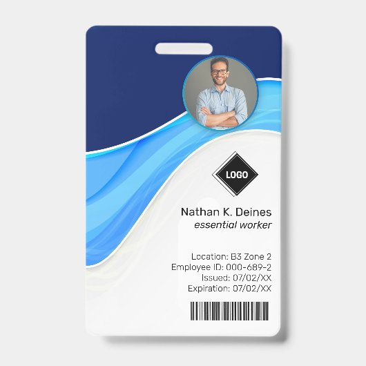 Badge Blue Wave | Société de photo d'identité pour emplo (Avant)
