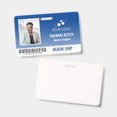 Badge Blue White Hospital Code d'employé Ajouter votre l (Avant & arrière)