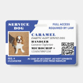 Badge Blue White Service Chien Photo ID QR Code (Avant)