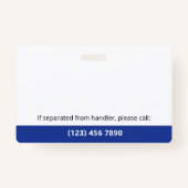 Badge Blue White Service Chien Photo ID QR Code (Dos)