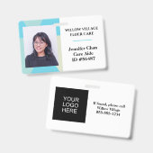 Badge Blue Yellow Staff Nom de l'employé Code photo (Avant & arrière)