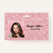 Badge Blush Glitter hair salon elegant script photo (Devant)