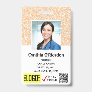Badge Blush Paillettes Code QR Code à Barres Photo ID Cl
