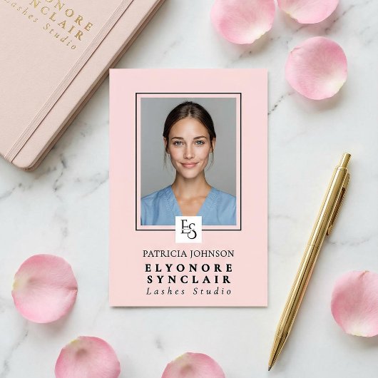 Badge Blush Pink Logo Script Photo Lashes Studio
