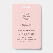 Badge Blush Pink Script Logo Employee ID Photo Makeup (Dos)