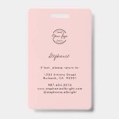 Badge Blush Pink Script Logo Employee Photo ID Makeup (Dos)