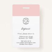 Badge Blush Pink Script Logo Employee Photo Makeup (Dos)