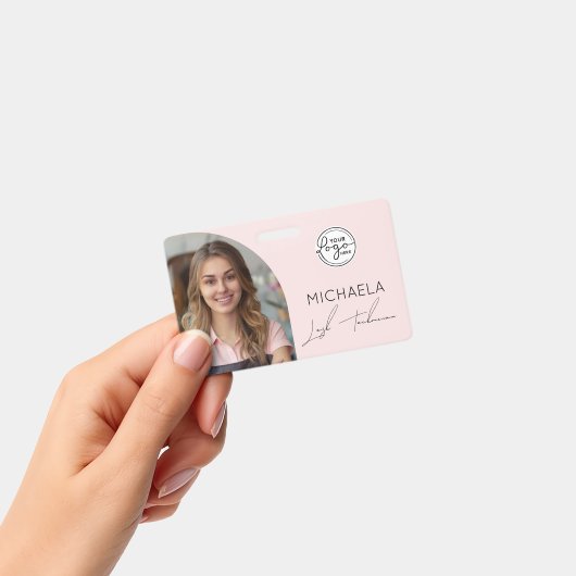 Badge Blush Pink Script Logo Photo Lash Technician (Manuel / portable)