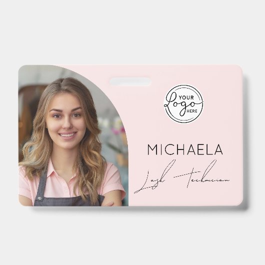 Badge Blush Pink Script Logo Photo Lash Technician (Avant)