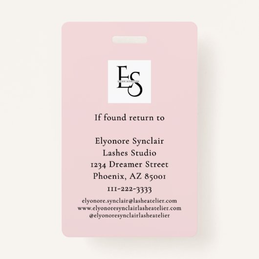 Badge Blush Pink Script Logo Photo Lashes Studio (Dos)
