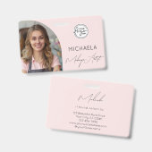 Badge Blush Pink Script Logo Photo Makeup (Avant & arrière)