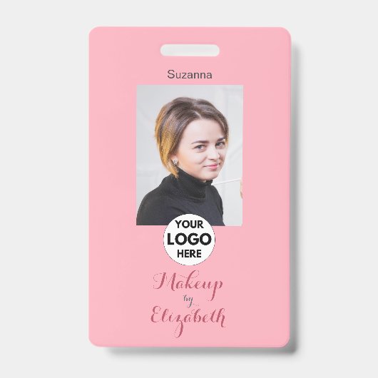 Badge Blush Pink Script Logo Photo Makeup (Avant)