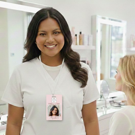 Badge Blush Pink Script Logo Photo Makeup
