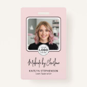 Badge Blush Pink Script Logo Photo Makeup  (Devant)