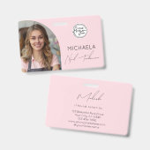 Badge Blush Pink Script Logo Photo Nail Technician (Avant & arrière)